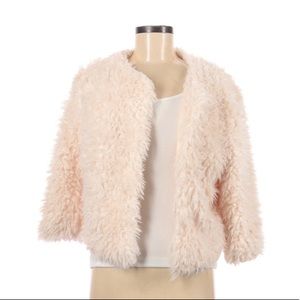 TACERA LONG SLEEVE FAUX FUR CROPPED COAT